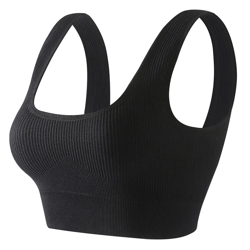 Women'S Ribbed Seamless Sports Bralettes,High Stretch Knit Fabric, Solid Color, with Removable Pads for All Seasons