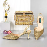 Doershow beautiful Italian blue Shoes And Bag Sets For Evening Party With Stones Italian Leather Handbags Match Bags! 1-39