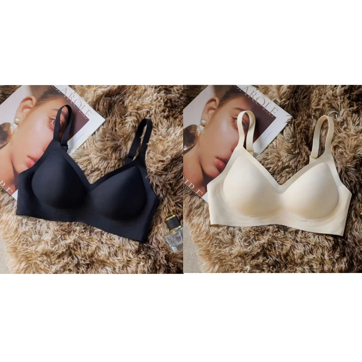 2Pcs/Set Seamless Bras For Women Sexy Lingerie Padded Non-wire Brassiere Adjust Shoulder Strap Underwear Comfort Intimates