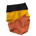 3Pcs/Set Cotton Panties Low Waist Briefs Solid Color Lingerie Women Underpants Comfy Breathable Underwear Intimates
