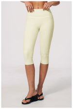Hip Lifting Midi Length Yoga Pants Women Contrast Color Gym Sports High Waist Capri Trousers Breathable Fitness Running Leggings