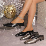2026 Spring and Summer Square-toed Shallow Mouth Lazy Thin Mid-heel Soft Leather Sandals