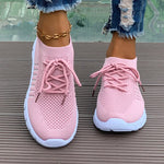 Spring Autumn Solid Breathable Mesh Flat Shoes Women Plus Size Non Slip Sock Sneakers Woman Comfortable Soft Sole Sport Shoes