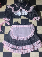 Cute LolitaMaid Bunny Costume Set With Apron Ruffle Cosplay VacationPerfect Halloween Outfit Halter Dress Set Outfit Style