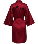 Wedding Party Team Bride Robe With Black Letters Kimono Satin Pajamas Bridesmaid Bathrobe SP033