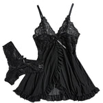 Women Nightdress Lace Chemise Bow Nightgown Sleepwear Mini Dress Plus Size Babydoll Lingerie Sleepdress Nighty