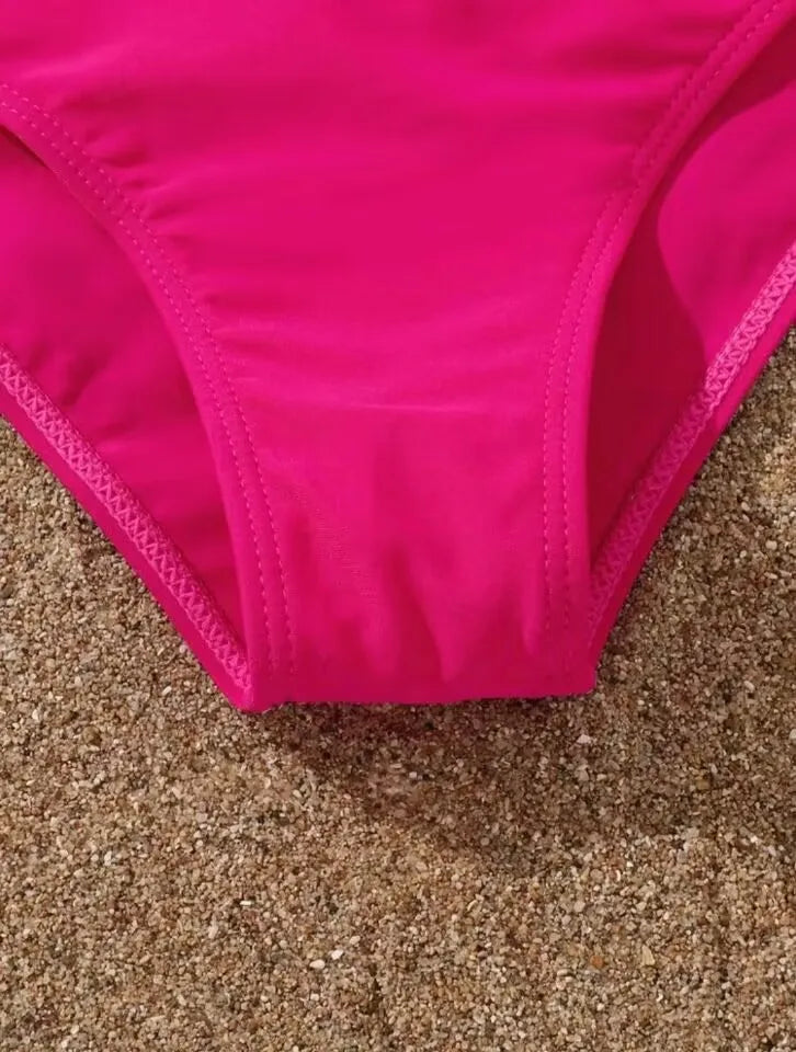 Girls 3pack Heart Print Cross Wrap High Waist Bikini Kids Swimsuit&Kimono 7-12 Years Children's Swimwear 2024 Teens Bathing Suit