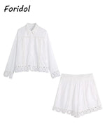 Foridol Embriodery Lace Cotton Blouse Shirt Women V Neck Vintage Hollow Out Tops Autumn Winter Casual Office Ladies Blouse Blusa
