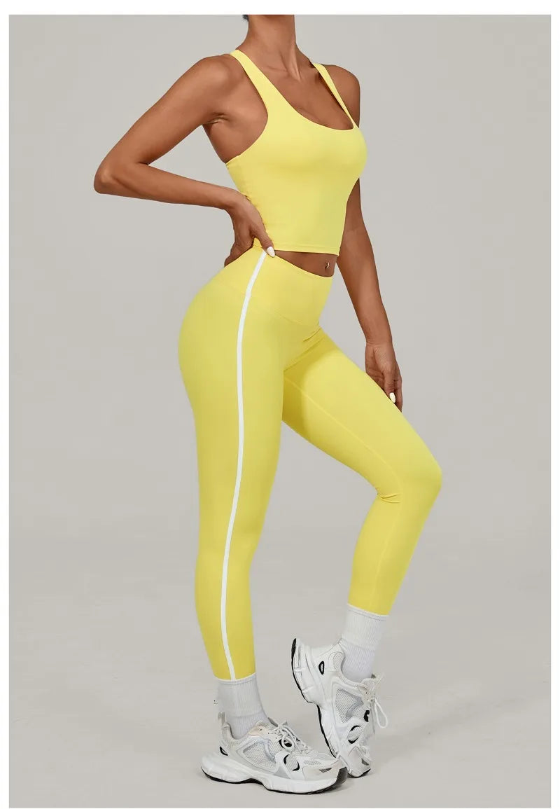 Women's Seamless Yoga Sets Sports Fitness Beauty Back Vest Hip-lifting Pants Slim-fit Suits Running Workout Gym Training Sets