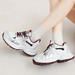 Breathable Mesh Running Sneakers Women Spring Autumn Fashion Mix Color Platform Sports Shoes Woman Lace Up Non Slip Shoes Female