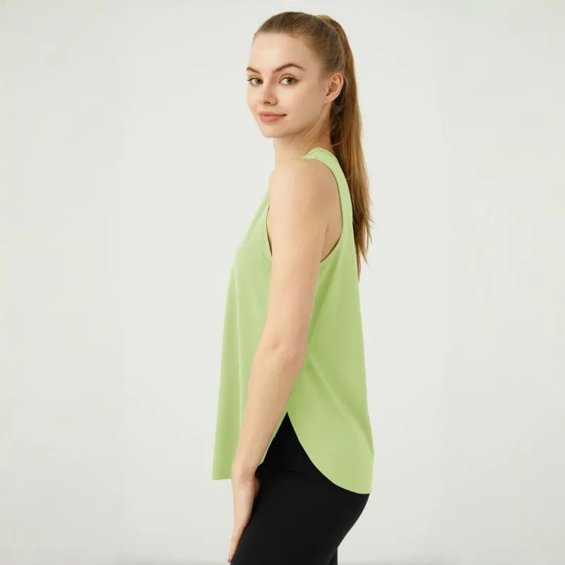 Women's Sleeveless Sports Top Quick Dry Running Fitness Yoga Vest Loose Fit Breathable Pilates Gym Cover Up Shirt