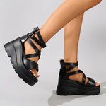 Super High Heel Women SandalsInner Height Increase Wedge Sandals for Women Peep-toe Platform High Heeled Sandals Sandalias