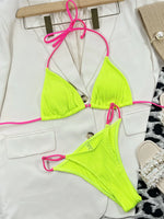 3 Colors Sexy Bikini Solid Pit Striped Swimwear Swimsuit Women Halter Bikinis Set Bathing Suit Beach Bikini Female Bikinis Mujer