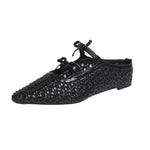 Comfortable Hollow Weave Women Mules Slippers Fashion Bow Decorative Brand Slide Sandals Elegant Non-slip Outdoor Beach Sandals