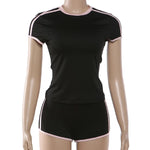 2026 New Women's Sexy Hot Girl Slim Fit Crop Top Shorts Set Solid Color Block High Waist Shorts Two Piece Outfit