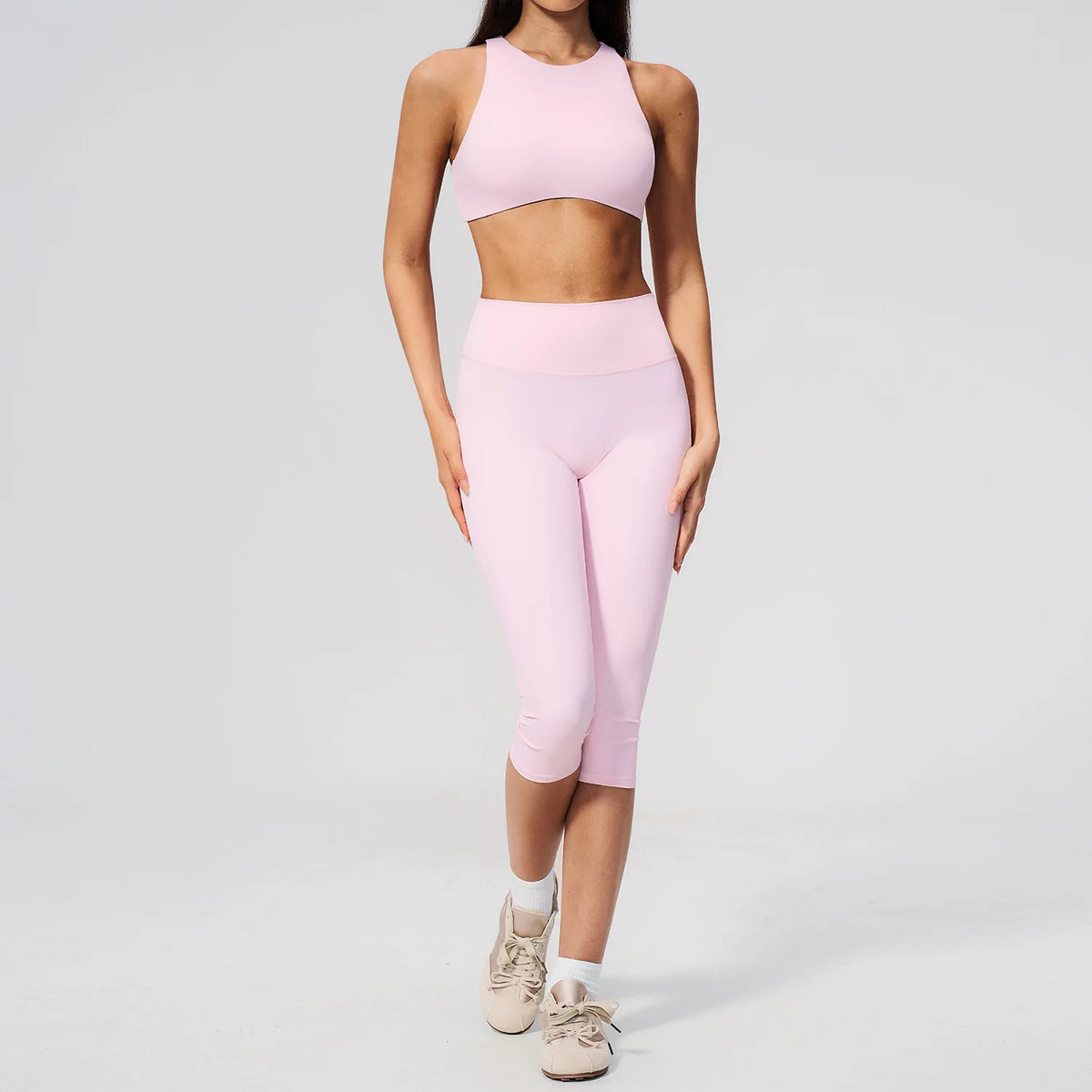 Yoga Capri Pants Set 2PCS Yoga Suit Sports Set Women Clothes Gym Set Women Tracksuit Running Workout Athletic Wear Yoga Clothing