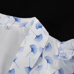 FDYOUI V-neck Short Sleeve Single Breasted Ruffles Blouse Tops+Mermaid Skirts Suits Elegant Floral Print Midi Dress 2 Piece Set