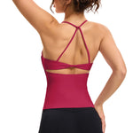 NCLAGEN Twist Back Top Gym 2 In 1 Women Yoga Vest High Elastic Quick Dry Breathable Fitness Tank Back Cross Running Tops