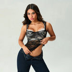 Women Solid Color Halter Neck Tank Tops Slim Bow See Through Sleeveless Open Back Crop Lace Vest Summer Streetwear