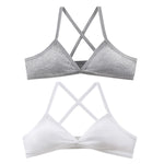 2Pcs/Set Women Ribbed Knit Triangle Bralette Wireless Bra Sexy Lingerie Soft Comfort Underwear Ladies Bra No Pads S-L