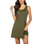 Women's Sleeveless Short Nightgown Crew Neck Racerback Chemise Tank Sleep Dress Summer Casual Sleepwear