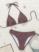 Sexy Black Polka Dot Print Bikini Set Women Halter Push Up Bra High Waist Swimsuit Bathing Suit Vacation Two Piece Swimwear 2026