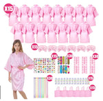 6-15Pcs Spa Party Robes for Girls Supplies Favors Kids Gowns Robe Soft Spa Headband Sleepover Birthday Party