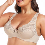 Womens Lager Bosom Lace Bralette Ladies Floral Unpadded Bra Sexy Lingerie See through Underwired Plus Size Brassiere Top