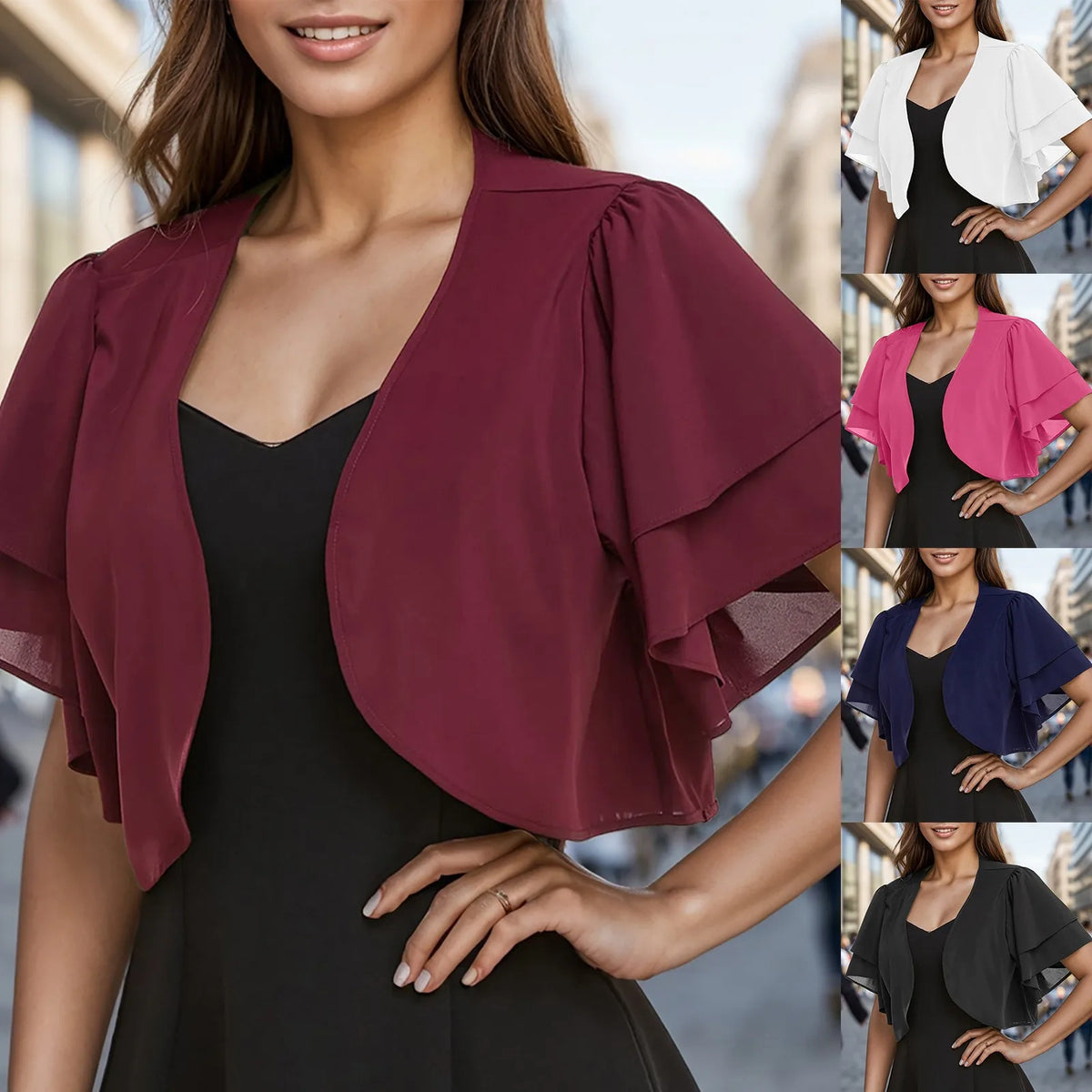 Women’S Short Sleeve Cardigan Chiffon Tops Ladies Open Front Bolero Shrug Crop Top Clothing For Female Plus Size Oversized 2025