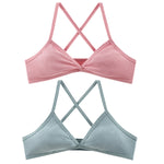 2Pcs/Set Women Ribbed Knit Triangle Bralette Wireless Bra Sexy Lingerie Soft Comfort Underwear Ladies Bra No Pads S-L