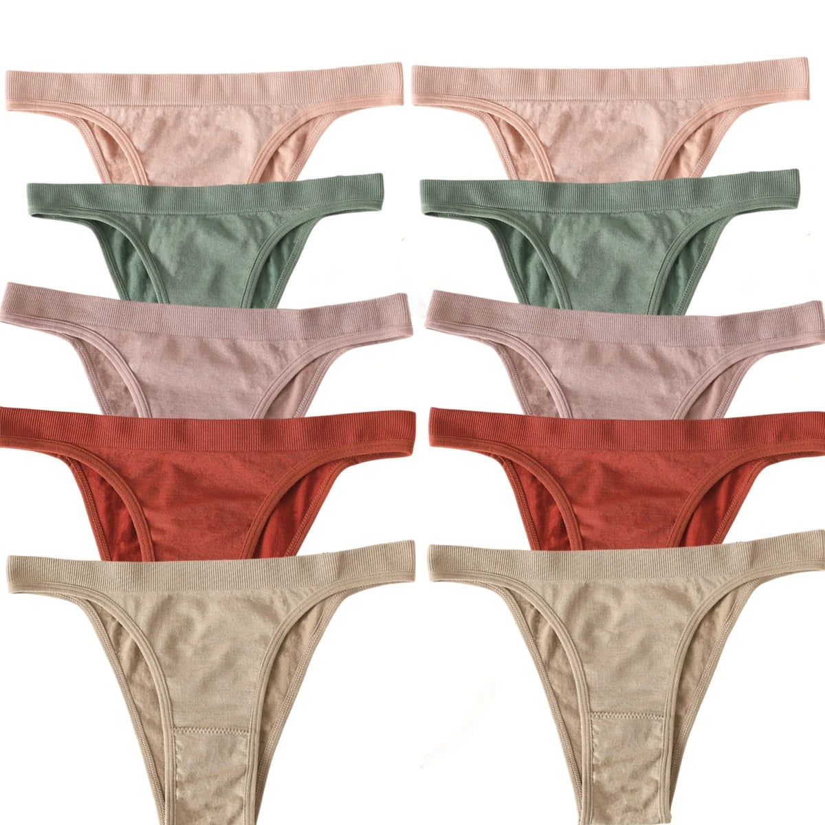 10Pcs/Set Women Seamless Panties Ribbed Underwear Sexy Lingerie High Leg Cut Female Sports Underpants Femme Thongs