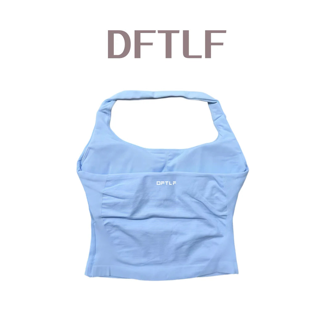 DFTLF Impact Halter Top Women Gym Clothing Backless Seamless Sports Yoga Vest Running Fitness Workout Sleeveless Tank Top