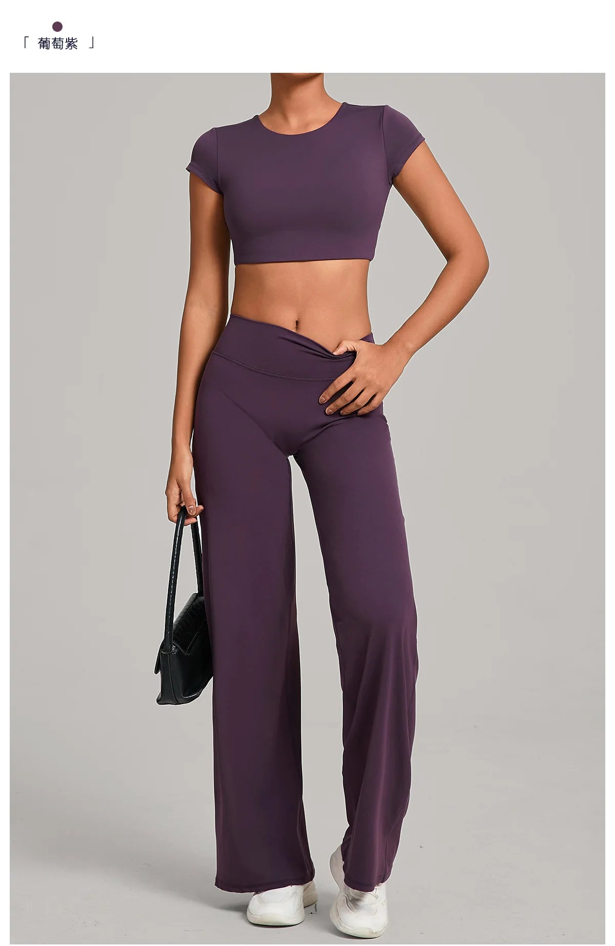 Women's Tracksuit Yoga Sets Back Hollow Out Short Sleeve Sports Shirts High Waist Straight Leg Pants Gym Running Fitness Suits