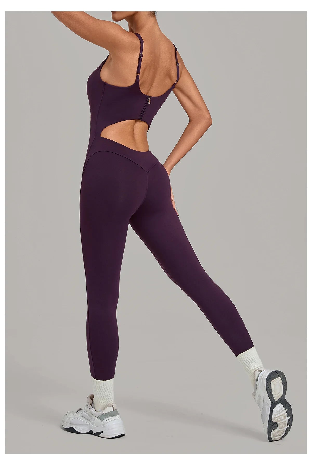 Summer Sports Overalls Women Gym High Stretch Back Zipper Yoga Jumpsuit Tight Hollow Out Slim Hip Lifting One Piece Bodysuit