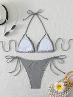 Halter Triangle String Bikinis 2026 Women Sexy Striped Swimsuit RuffleSwimwear Female Bathers Bathing Swimming Swim Suit
