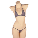 DEKAWomen Solid Transparent Micro Bikini Set Bandage Thong Underwear G-String Bra Mini Swimsuit Brazilian Swimwear Sleepwear