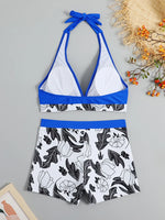 2026 Halter Bikini Set Short Swimsuit Women High Waist Swimwear Female Printed Bathers Swimming Bathing Swim Suit Beachwear