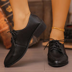Vinatge Patent Leather Oxford Shoes Women Pointed Toe Low Heel Pu Leather Shoes Woman Plus Size 43 Thick Heeled Office Shoes