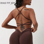 DIAS FIT JOY New style cross back yoga bra Plus Size removable chest cushion sexy back sports vest fitness running gym