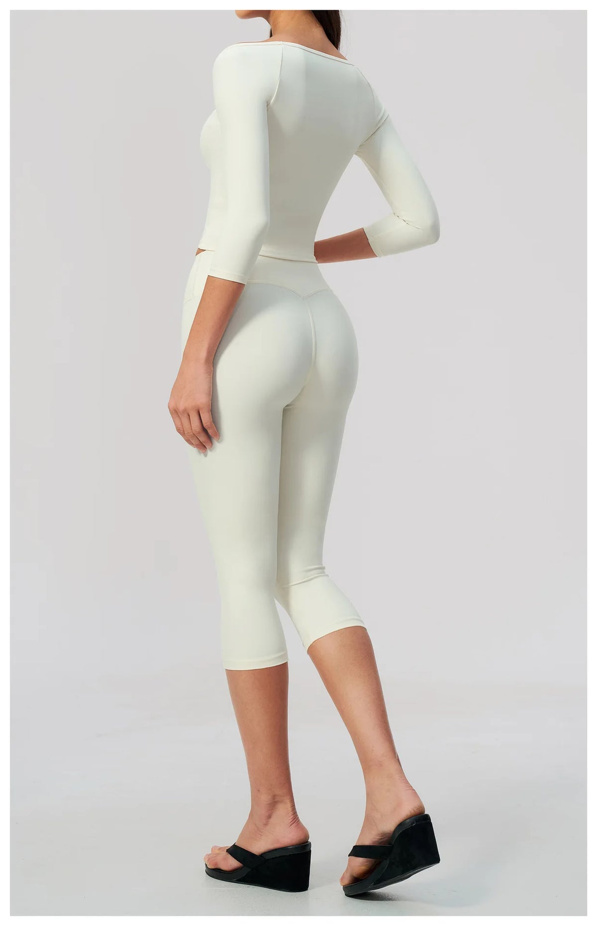 Fashion Mid Sleeve T-shirt Yoga Suits Tight Fitting Slim Sports Tops High Waist Peach Hip Mid Pants Gym Running Fitness Outfits