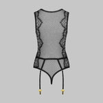 Toucheart Erotic Bodysuit Lace See-through Jumpsuit Sexy Garter Stockings Set Hollow Mesh Sexy Elegant Hot Underwear for Women