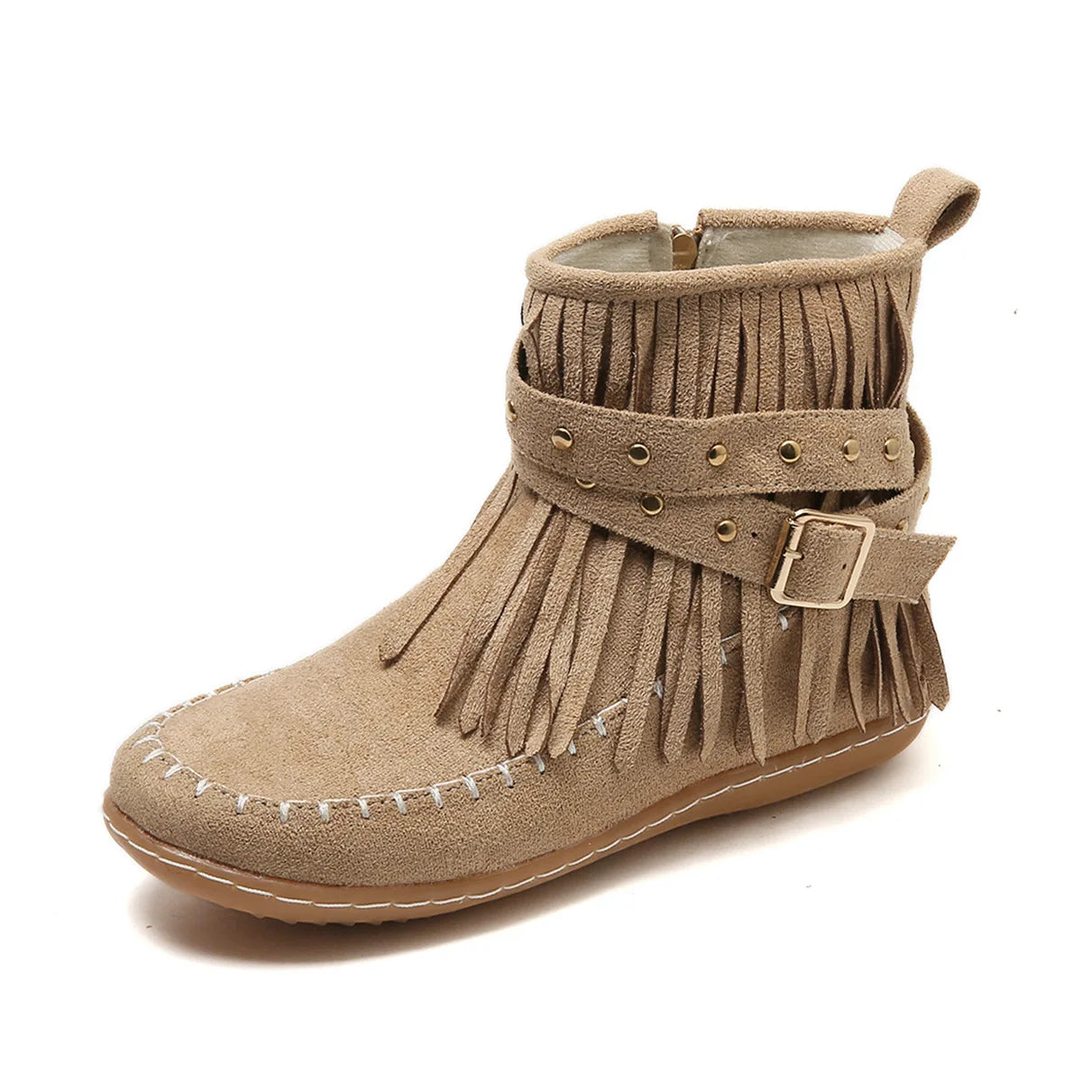 Vintage Women Boots Suede Ankle Boots Fringe Women Shoes Winter Boots Women Side Zipper Casual Shoes Ladies Snow Boot