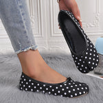 Women Tabi Split Toe Polka Dot Ballet Flats Bow Decor Slip On Soft Sole Lightweight Retro Casual Daily Walking Shoes