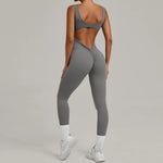 Seamless Yoga Jumpsuits Sports Fitness Hip-lifting Hollow Beauty Back One-piece Workout Running Gym Leggings Bodysuits for Women