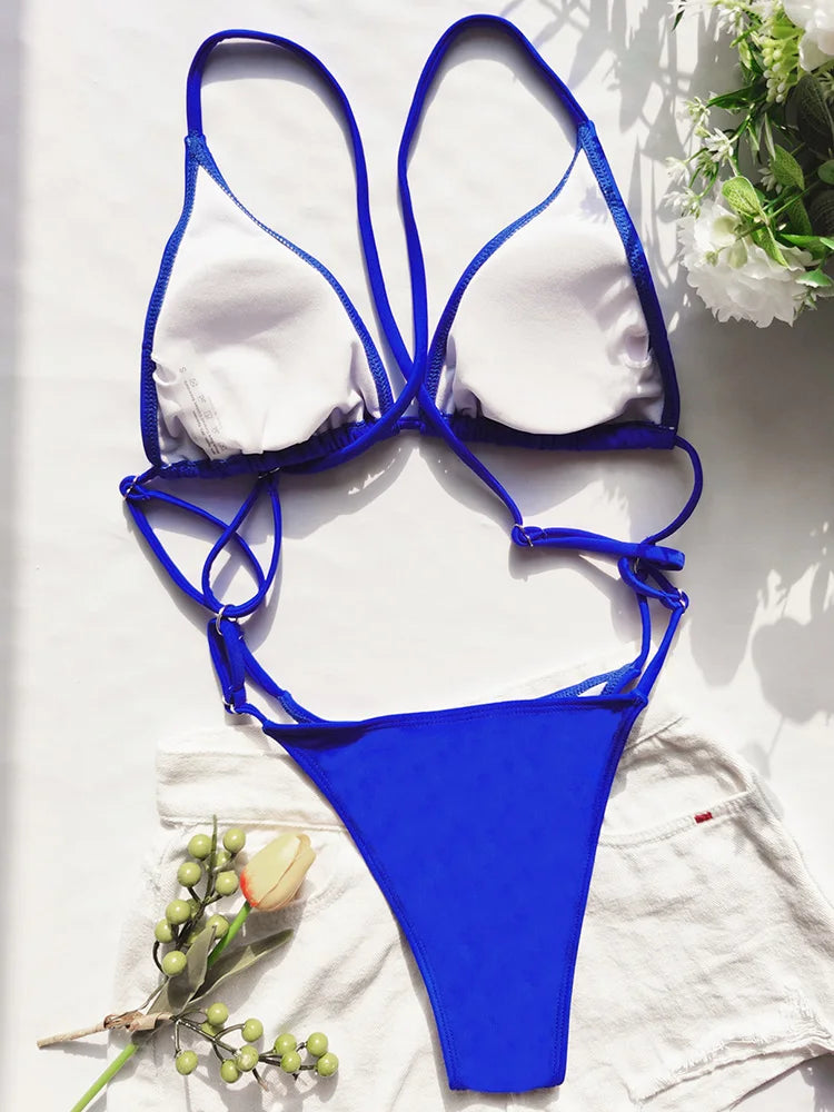 Sexy Extreme Mini Micro String Women Swimwear One Piece Swimsuit Female Cross Backless Monokini High Cut Bathing Suit Swim Lady