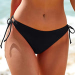 Women Summer Side Drawstring Bikini Bottom Low Waist Triangle Cut Swimwear Solid Color Swimming Trunk Bandage Basic Bikini Tanga