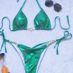 Micro Bikinis New Sexy Women Swimsuit Female Push Up Swimwear Solid Geen Bikini Set Bandeau Biquini Bathing Suit Beachwear