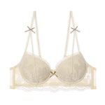 Antique French Lace Underwire Bra | Retro Petite Deep V Plunge Set | Summer Non-Padded Lingerie | Sexy Bridal Push Up Effect