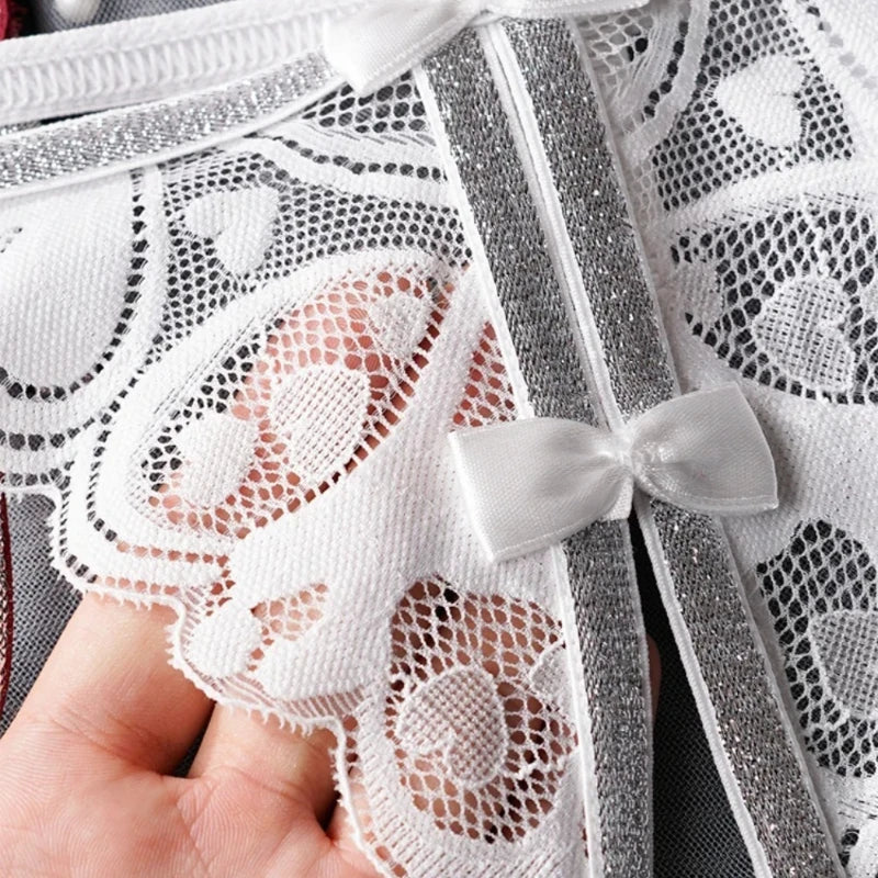 Fashion Style Low Waist Thong Panties Lace Thongs Bow Decor Elegant T Back Sexy Lingerie Bikini Female G-string Solid Underwear