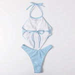 light blue Halter Bandana Bikinis Sets micro Thong sexy Swimsuit Women Swimwear Backless high cut Bathing Suit Bikini 2026 Mujer